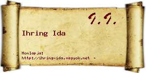 Ihring Ida névjegykártya